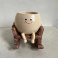 Maceta Carita Feliz con sillita o columpio - Decoración de resina
