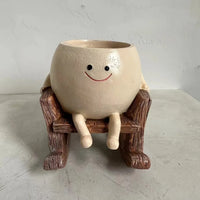 Maceta Carita Feliz con sillita o columpio - Decoración de resina