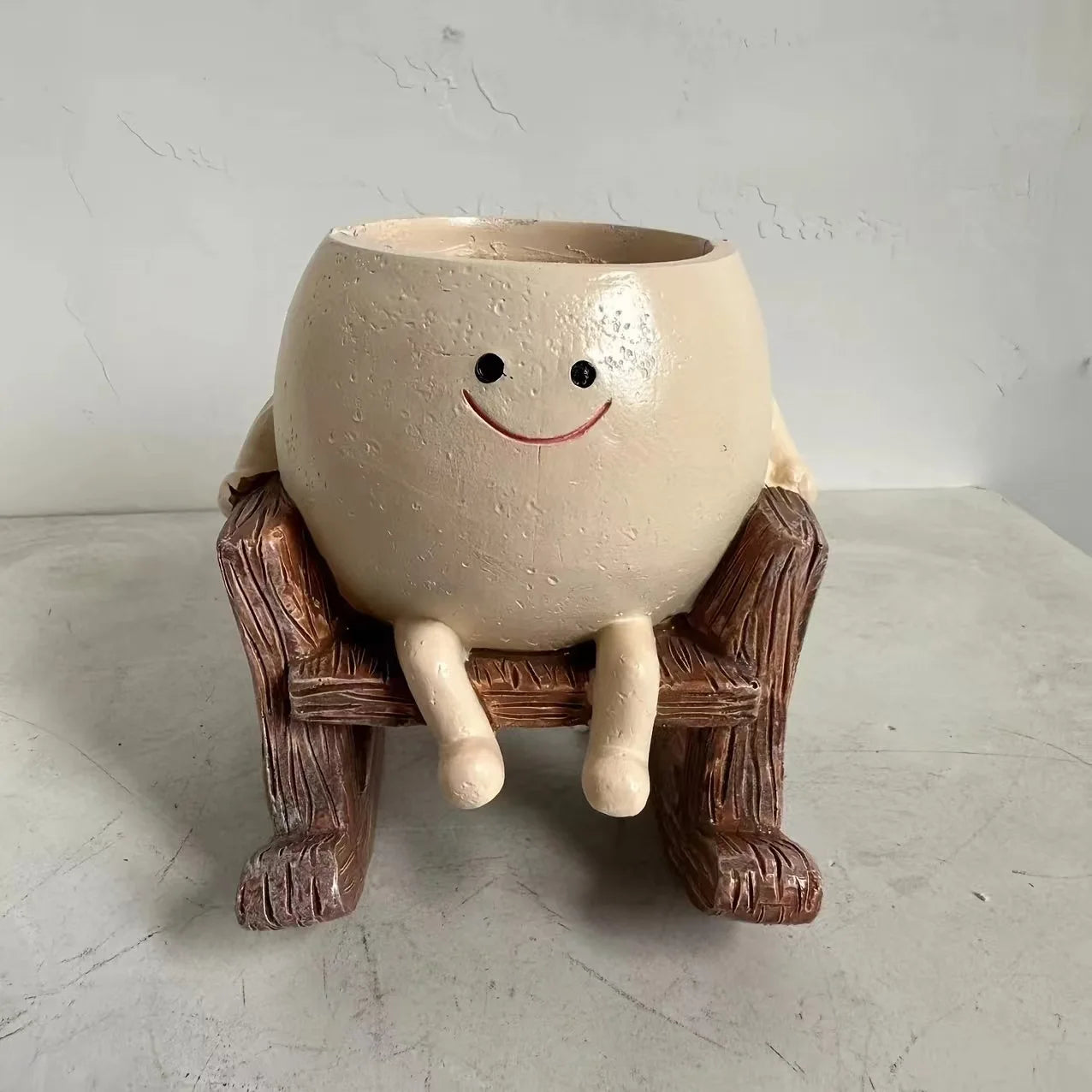 Maceta Carita Feliz con sillita o columpio - Decoración de resina