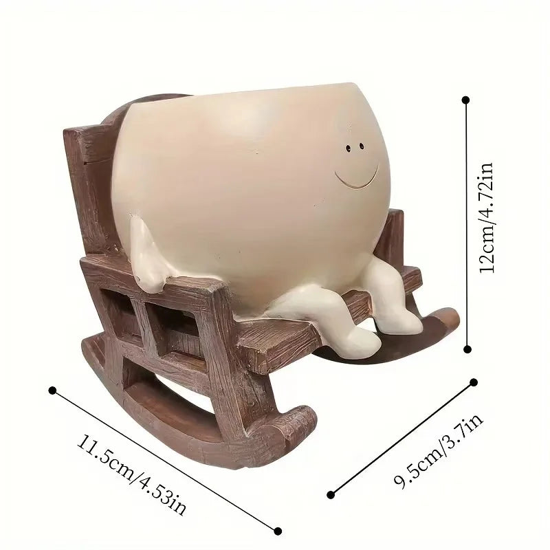 Maceta Carita Feliz con sillita o columpio - Decoración de resina